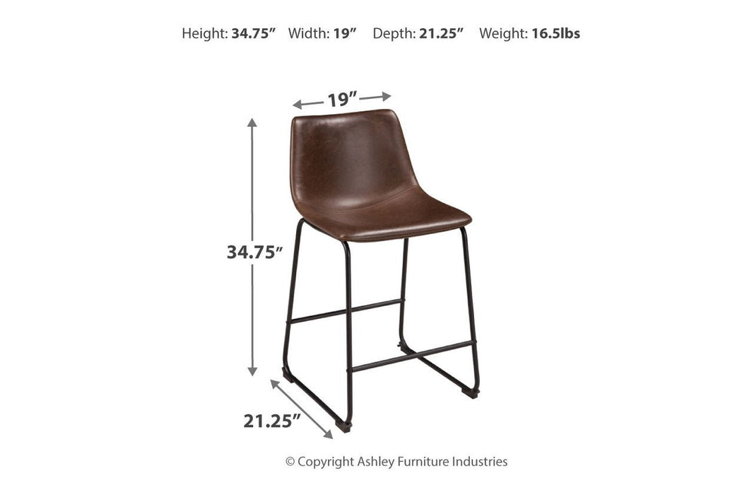 Centiar Brown Counter Height Bar Stool (Set of 2) - D372-124 - Gate Furniture