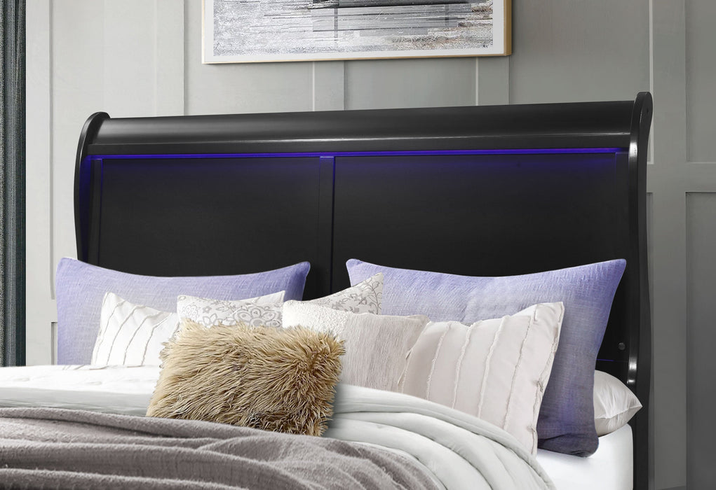 Charlie Black Queen Bed Group With Led - CHARLIE-BLACK-QBG - Gate Furniture