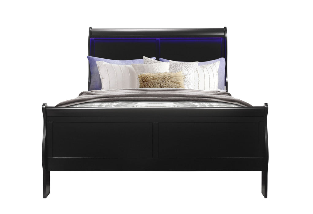 Charlie Black Queen Bed Group With Led - CHARLIE-BLACK-QBG - Gate Furniture