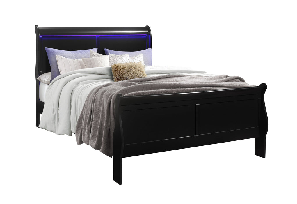 Charlie Black Queen Bed Group With Led - CHARLIE-BLACK-QBG - Gate Furniture