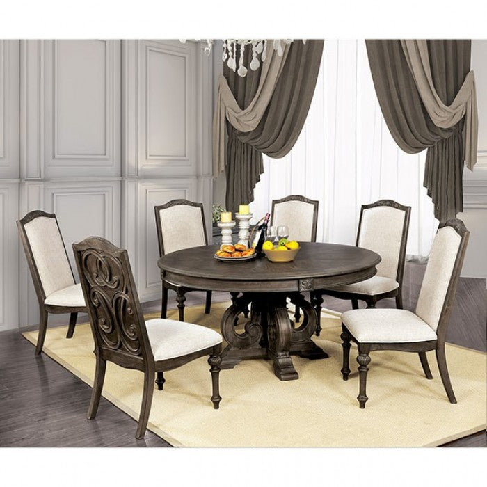 ARCADIA Rustic Natural/Ivory Round Dining Room Set