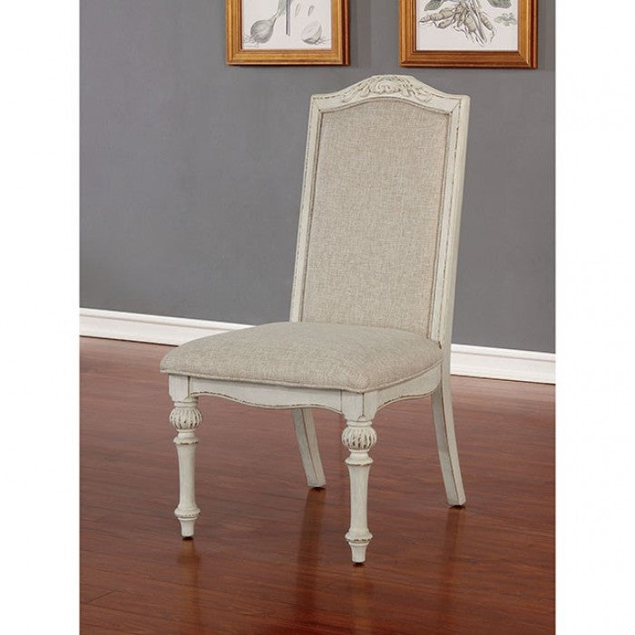 ARCADIA Antique White Round Dining Room Set
