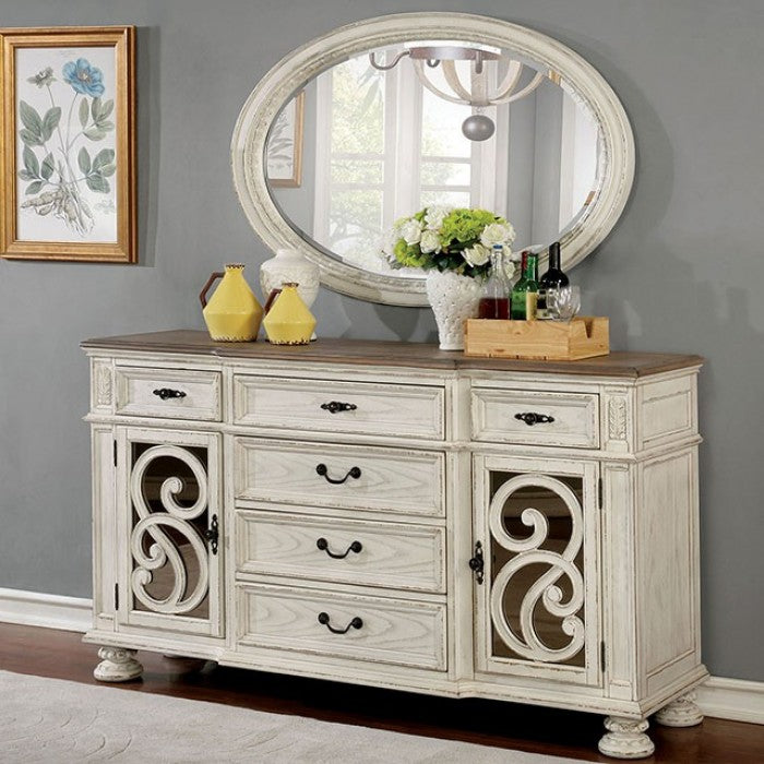 ARCADIA Antique White Dining Room Set