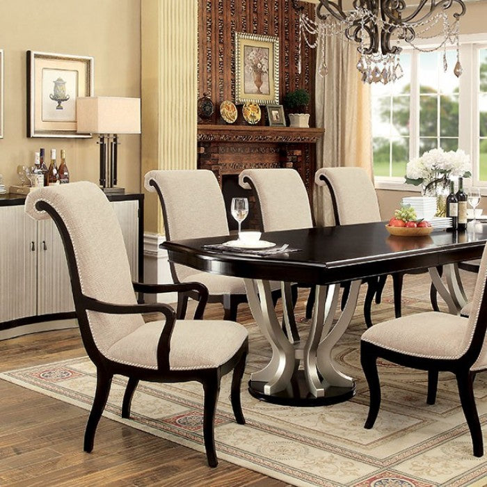 ORNETTE Espresso/Beige Dining Room Set