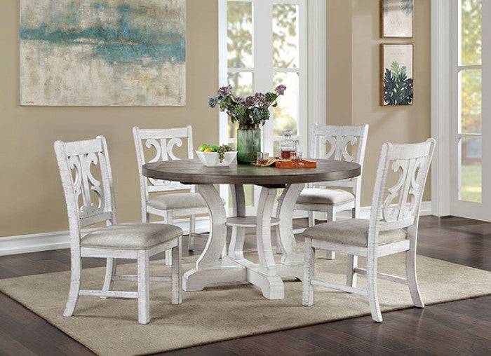 AULETTA White/Gray Round Dining Set