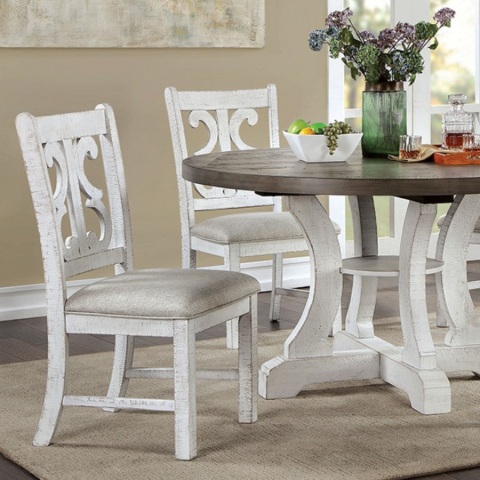 AULETTA White/Gray Round Dining Set