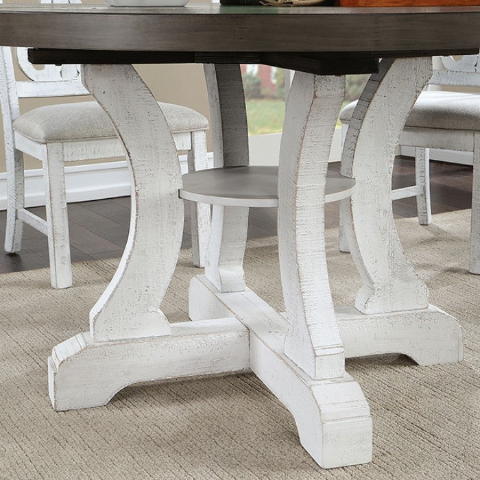 AULETTA White/Gray Round Dining Set
