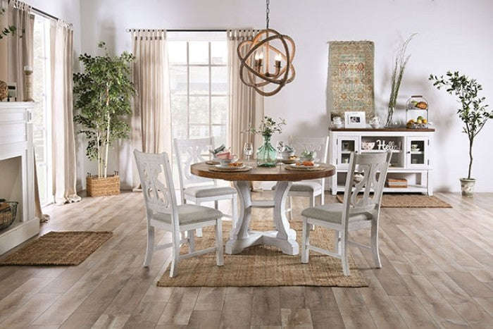 AULETTA White/Dark Oak Round Dining Set