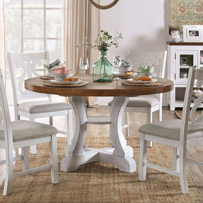 AULETTA White/Dark Oak Round Dining Set