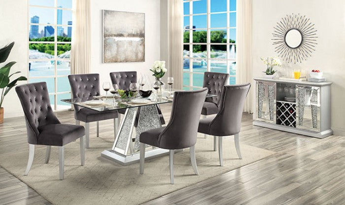 REGENSDORF Metallic Silver/Dark Gray Dining Room Set