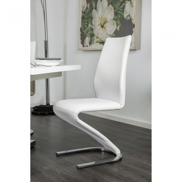 ZAIN White/Chrome Dining Room Set