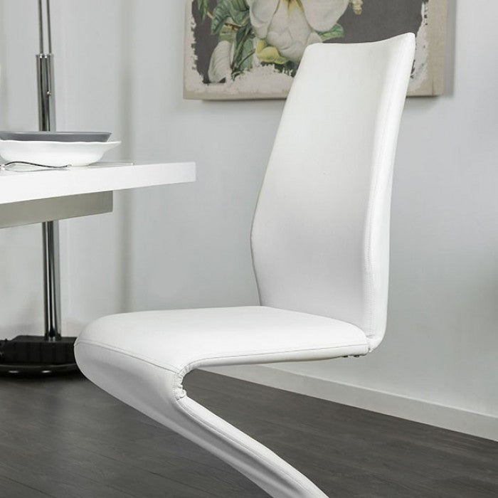 ZAIN White/Chrome Dining Room Set