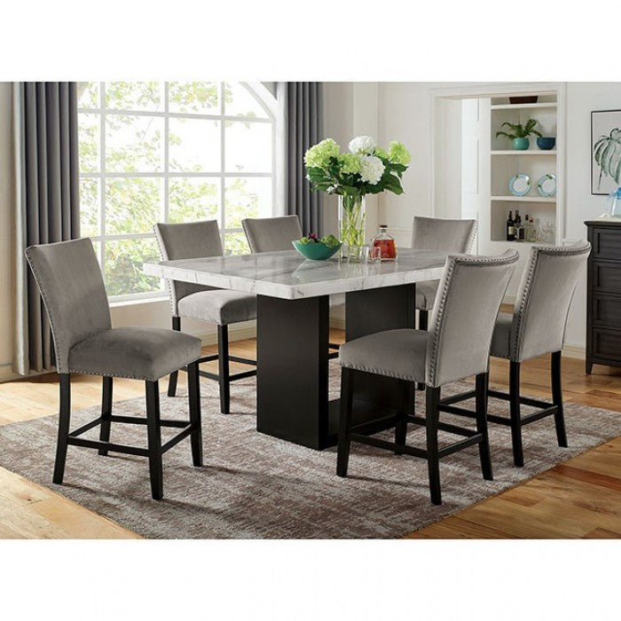 KIAN White/Black/Light Gray Counter Height Dining Room Set