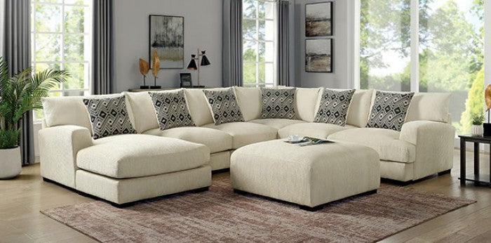 KAYLEE Beige Left Chaise and Ottoman Sectional