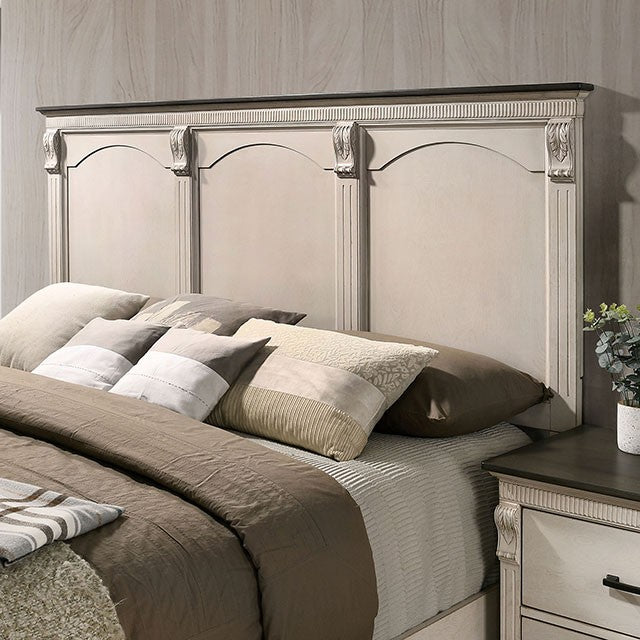 Agathon Antique White/Gray Queen Bed
