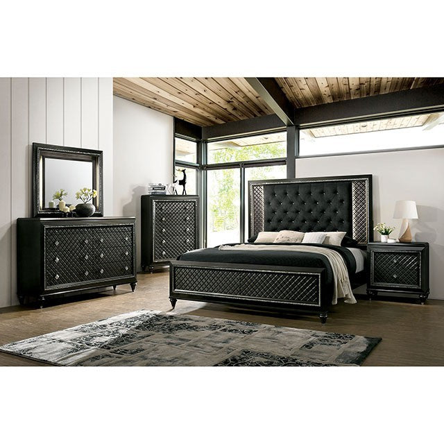 DEMETRIA Metallic Gray Bedroom Set