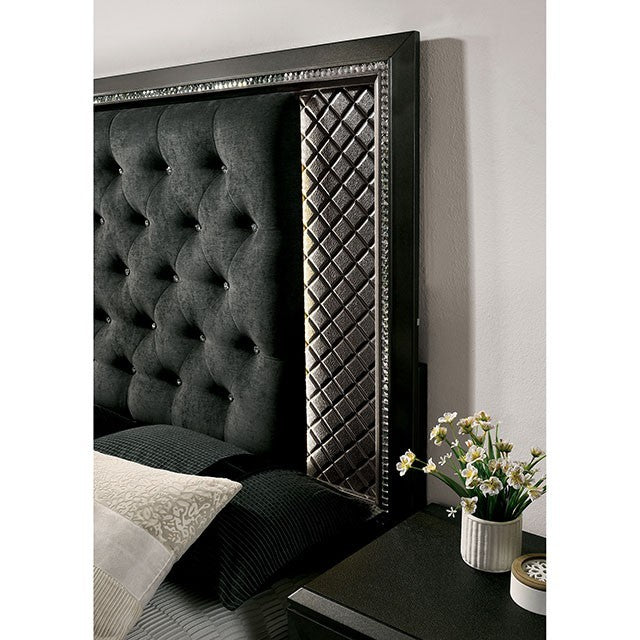 DEMETRIA Metallic Gray Bedroom Set