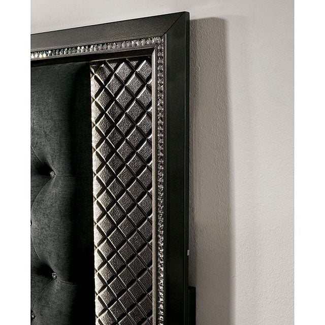 DEMETRIA Metallic Gray Bedroom Set