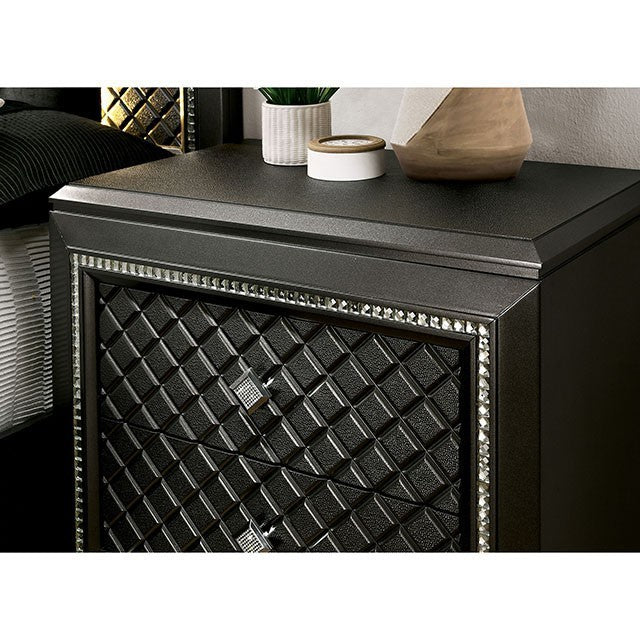 DEMETRIA Metallic Gray Bedroom Set