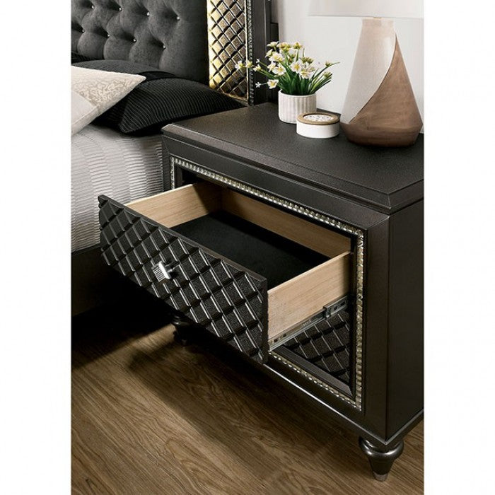 DEMETRIA Metallic Gray Bedroom Set