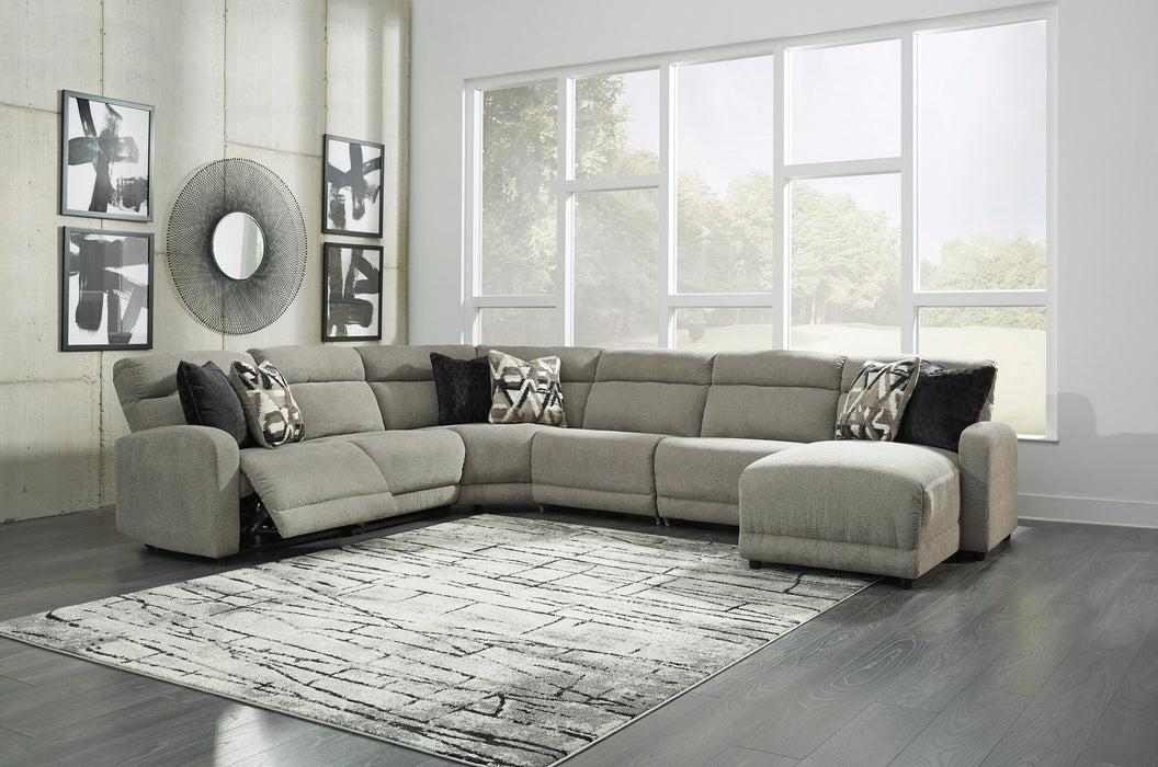 Colleyville Stone Armless Power Recliner 6 Piece RAF Sectional - Gate Furniture