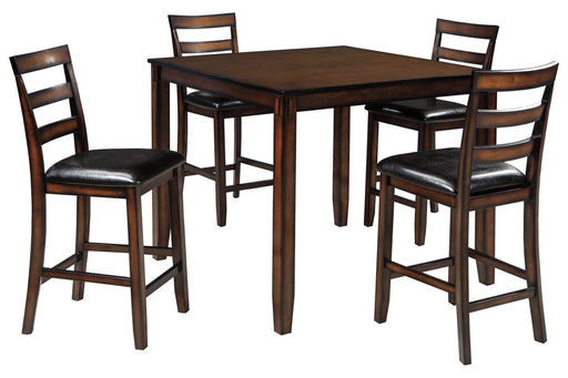 Coviar Brown Counter Height Dining Table and Bar Stools (Set of 5) - D385-223 - Gate Furniture