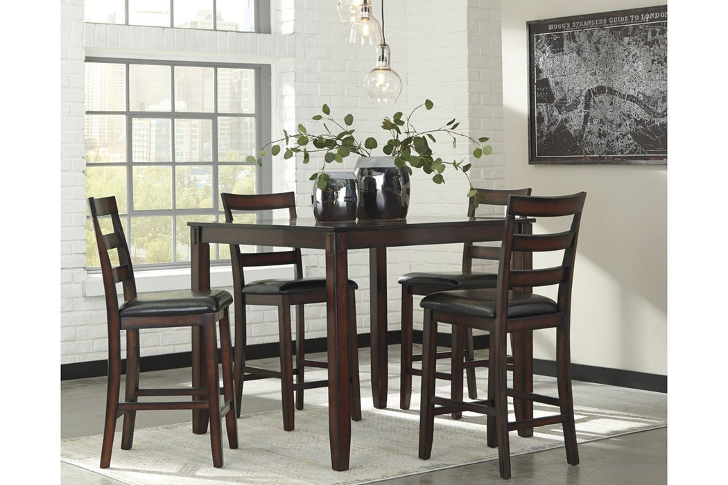 Coviar Brown Counter Height Dining Table and Bar Stools (Set of 5) - D385-223 - Gate Furniture