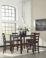 Coviar Brown Counter Height Dining Table and Bar Stools (Set of 5) - D385-223 - Gate Furniture