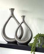 Dimaia Antique Silver Finish Vase (Set of 2) - A2000348 - Gate Furniture