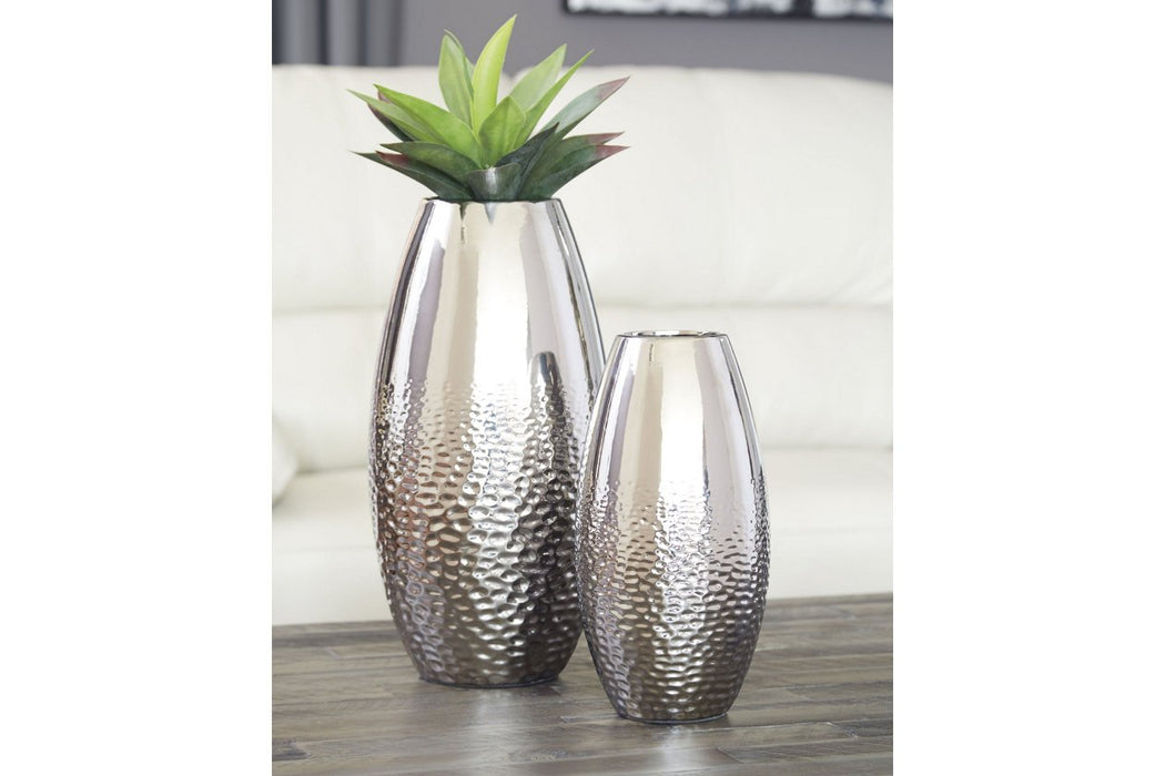 Dinesh Silver Finish Vase (Set of 2) - A2000355 - Gate Furniture