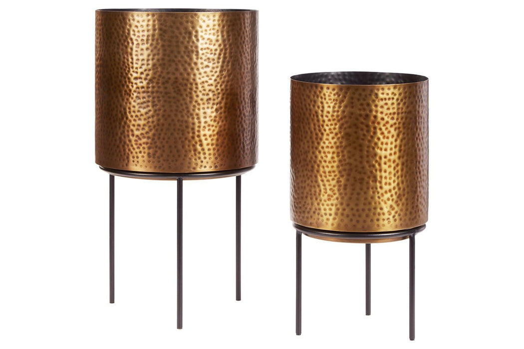 Donisha Antique Brass Finish Planter (Set of 2) - A2000407 - Gate Furniture
