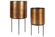 Donisha Antique Brass Finish Planter (Set of 2) - A2000407 - Gate Furniture