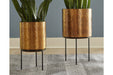 Donisha Antique Brass Finish Planter (Set of 2) - A2000407 - Gate Furniture