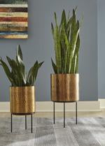 Donisha Antique Brass Finish Planter (Set of 2) - A2000407 - Gate Furniture