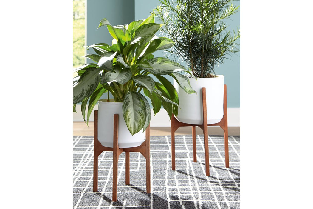 Dorcey White/Brown Planter (Set of 2) - A2000427 - Gate Furniture