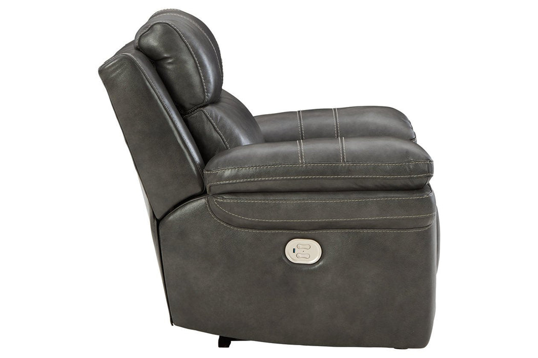 Edmar Charcoal Power Recliner - U6480613 - Gate Furniture