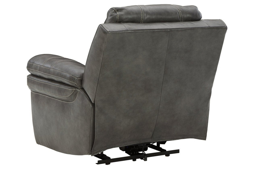 Edmar Charcoal Power Recliner - U6480613 - Gate Furniture