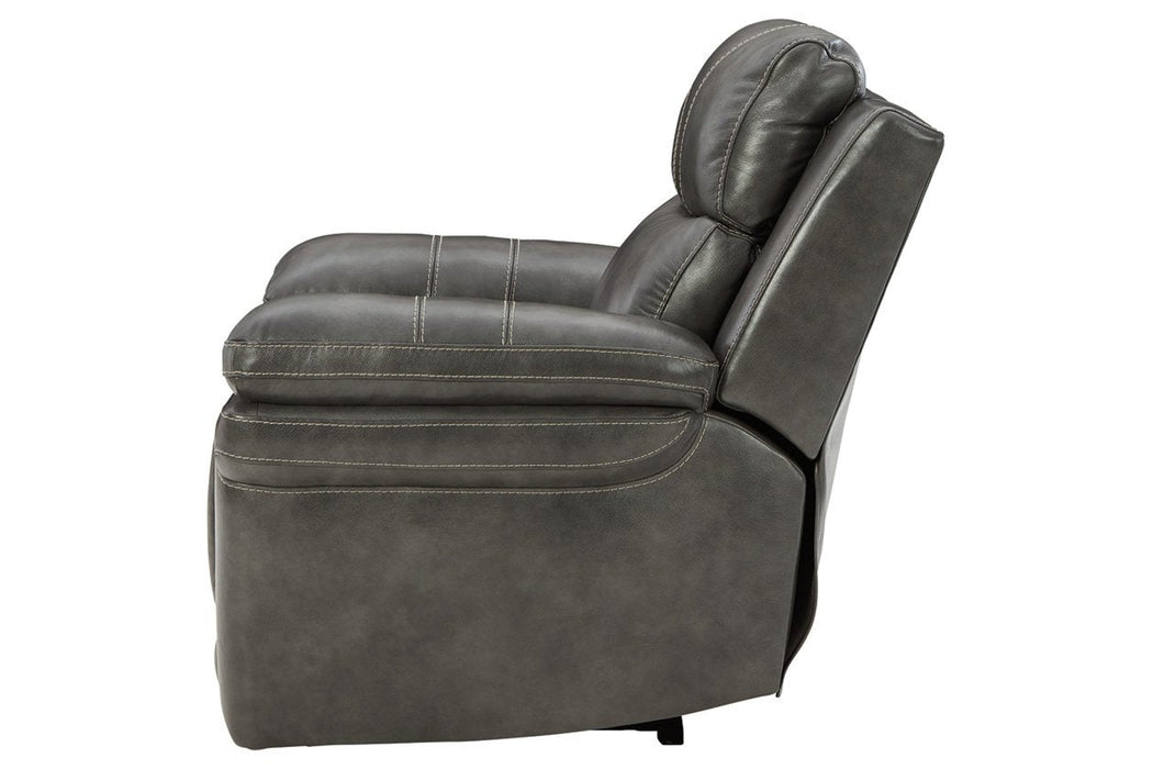 Edmar Charcoal Power Recliner - U6480613 - Gate Furniture