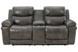 Edmar Charcoal Power Reclining Loveseat with Console - U6480618 - Gate Furniture