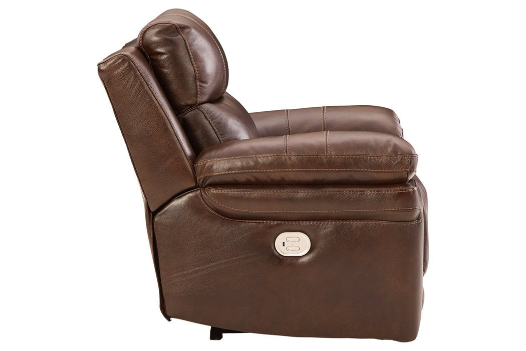 Edmar Chocolate Power Recliner - U6480513 - Gate Furniture