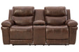 Edmar Chocolate Power Reclining Loveseat with Console - U6480518 - Gate Furniture