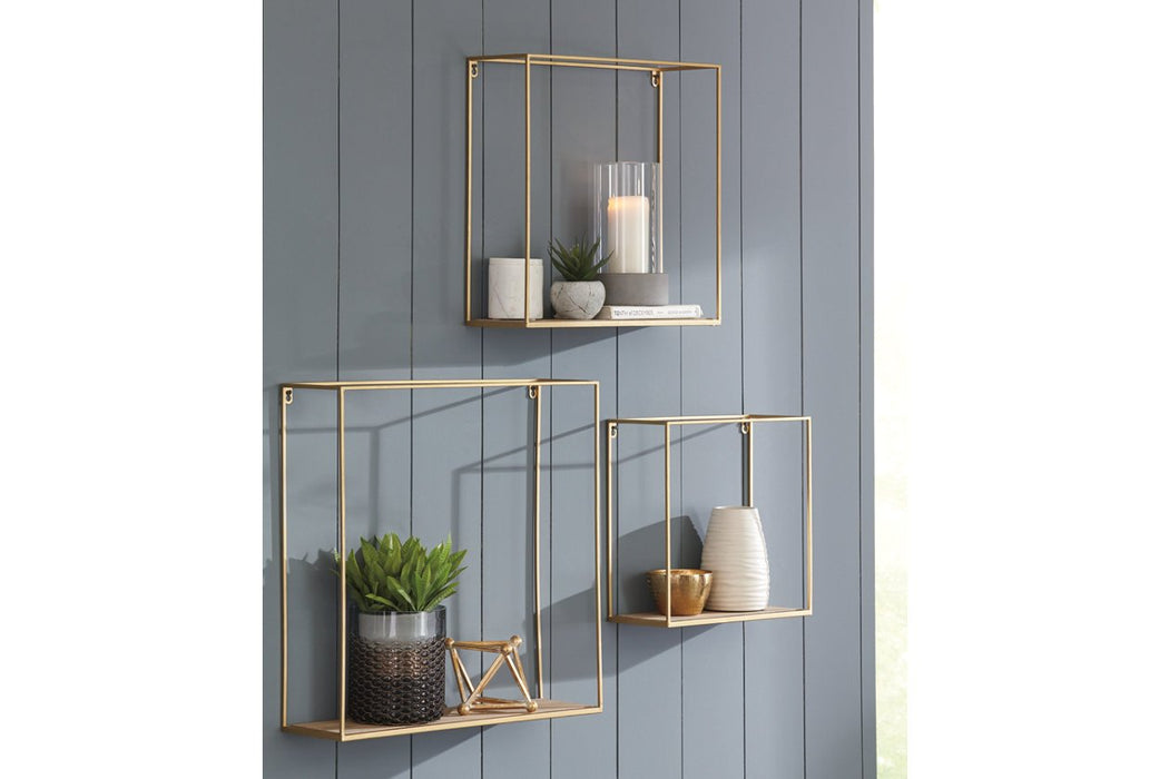 Efharis Natural/Gold Finish Wall Shelf (Set of 3) - A8010107 - Gate Furniture