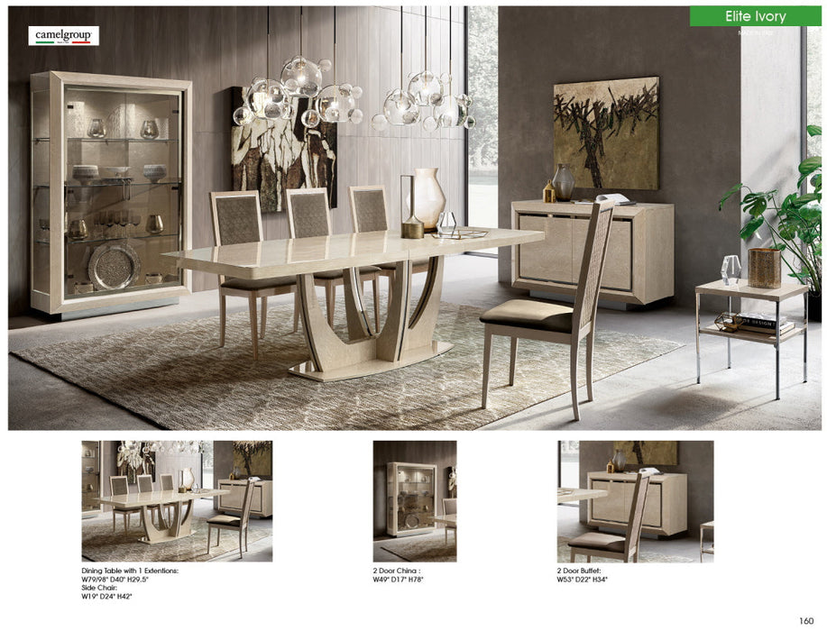 Elite Dining Ivory With Ambra “Rombi” Chairs Set - Gate Furniture