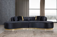 Ella Black Velvet Curved Sectional - Gate Furniture