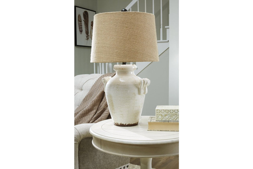 Emelda Cream Table Lamp - L100664 - Gate Furniture