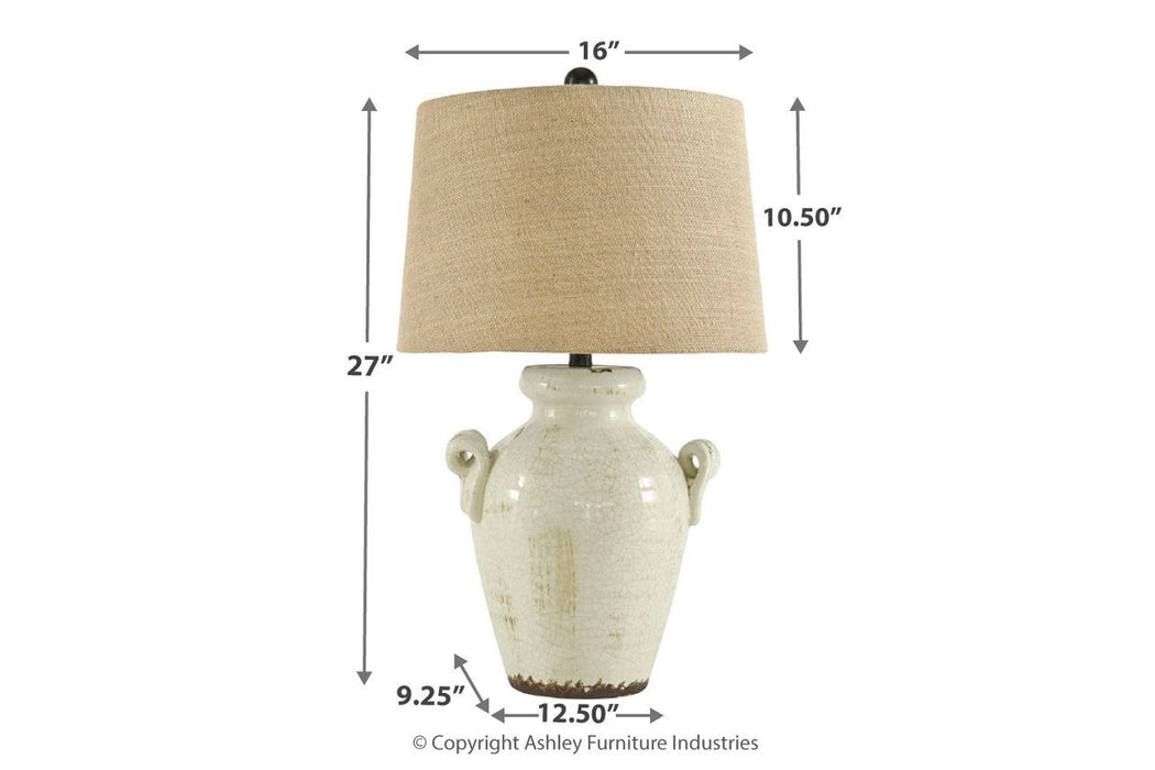 Emelda Cream Table Lamp - L100664 - Gate Furniture
