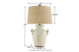 Emelda Cream Table Lamp - L100664 - Gate Furniture