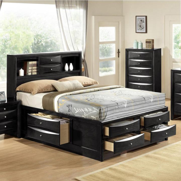 Emily Black Queen Storage Platform Bed - Gate Furniture