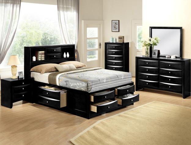 Emily Black Queen Storage Platform Bed - Gate Furniture