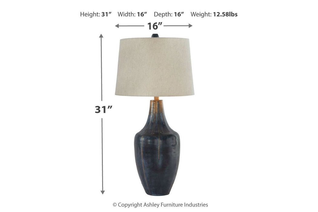 Evania Indigo Table Lamp - L207344 - Gate Furniture